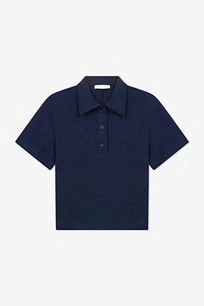Suud Collection Navy Blue Jane Polo Neck T-Shirt