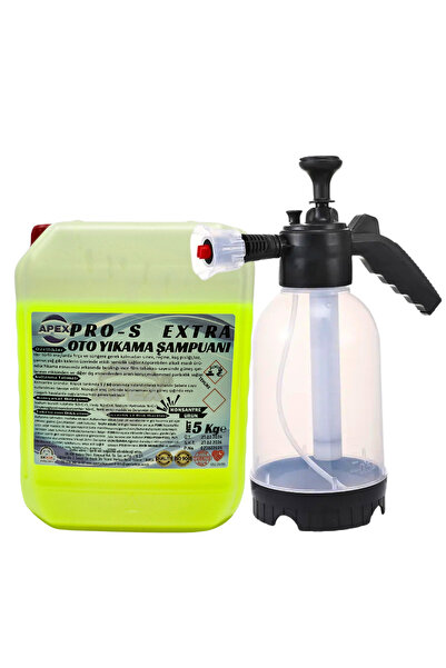 Apex Cilalı Oto Şampuanı 5 Kg Ve Köpük Atan Pompa 2 Lt, Araç Köpükleme Seti - Oto Yıkama Süngeri Hediye