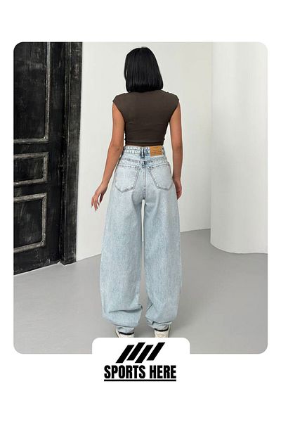 Son Bazar Blugi de damă cu pantaloni largi (SPĂLARE DE ZĂPADĂ)
