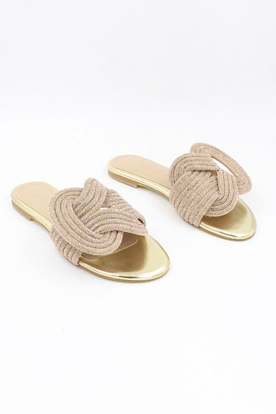 ENDİCAN 1161 ML-101-1 Women's Jewelled Slippers (BTL) GOLD