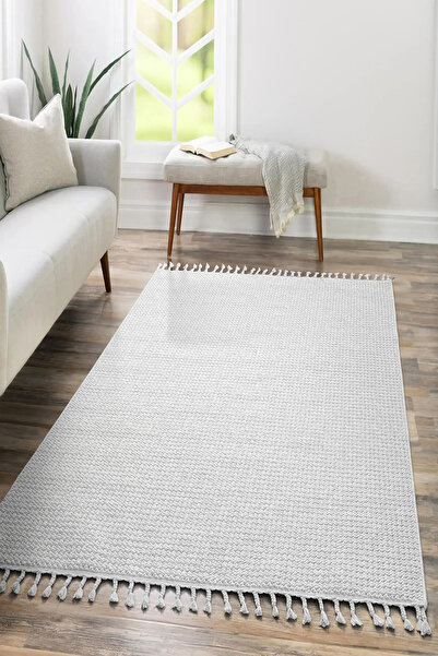 SARAZ HALI Mumbai 256 Beyaz Yumuşak Dokulu Halı Kilim Salon Mutfak Koridor  Y...