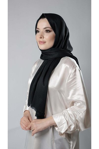 HÜRREM BONE Black Pinstripe Shawl Viscose Bursa Wrap 202111 _01