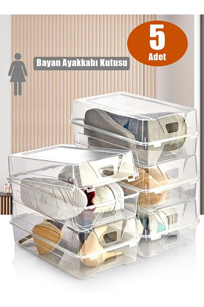 KRM HOME Σετ 5 Γυναικεία Παπούτσια Κουτί αποθήκευσης - Organizer παπουτσιών