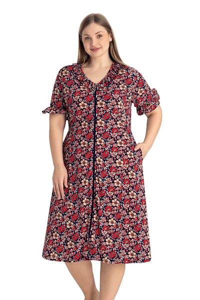 ROMEO LİFE Women's Plus Size Cotton Modal Fabric Print Summer Dress 7862