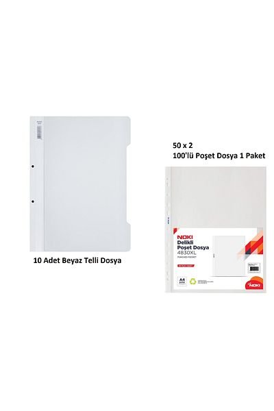 KarmaOfis White Ring Binder Set 2 (10 White Ring Binders + 100 Bag Binders)