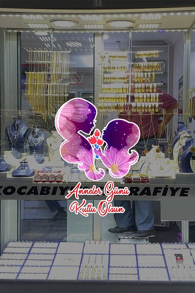 MIGNATIS Happy Mother's Day Mother and Daughter Glass Display Sticker 50 cm