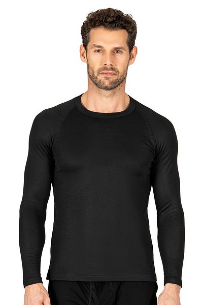 ÖZKAN underwear Özkan 11317 Мъжка долна тениска от термична вискоза с дълги ръкави и яка с багетна яка