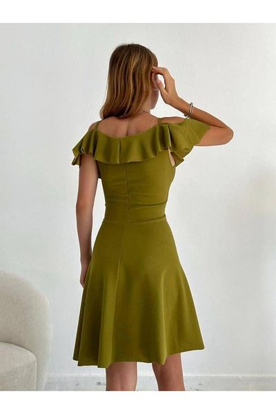 Modafeminen Βραδινό φόρεμα με λαιμόκοψη με λεπτομέρεια και φόρεμα αποφοίτησης 58729 Φιστικί Πράσινο