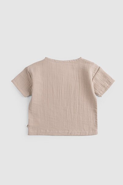 Little Gusto Organic Cotton Muslin Baby Beige T-Shirt