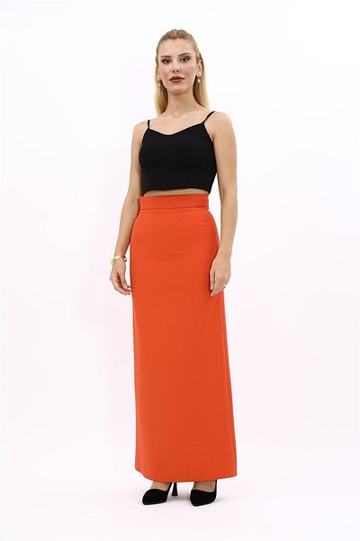 ÖNDER ÖZSOY Orange Long Straight Tight Skirt