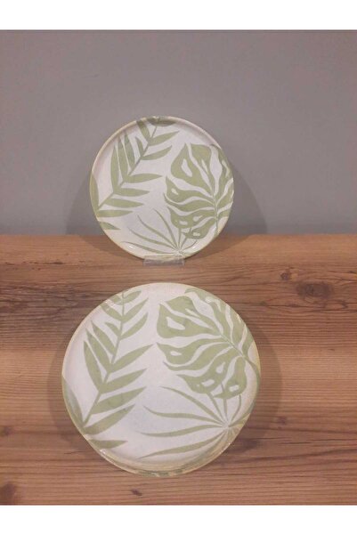Keramika KERAMİKA 22 CM PASTA TABAĞI 6 ADET NORDIC MAT YEŞİL SONBAHAR