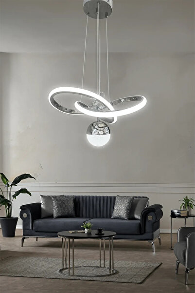 RSCOLLECTIONS Kardelen Toplu Modern Sarkıt Led Avize - 3 Renk Kumandasız Krom