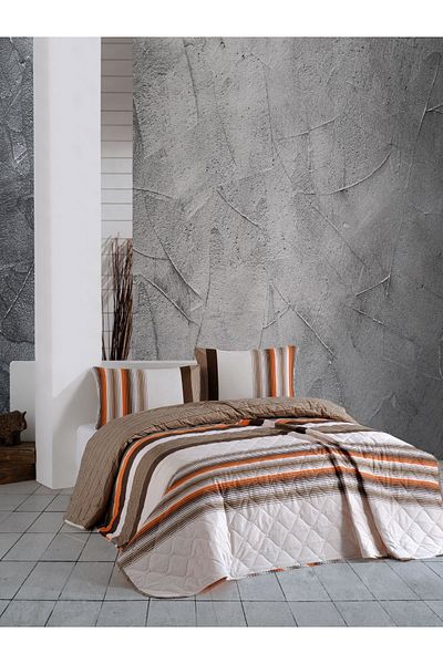 Bahar Majoli Home Quilted bedspread set 220x235 cm, Majoli Bahar Home Collection, 100% cotton, 90 GSM, 3 pieces, Lines