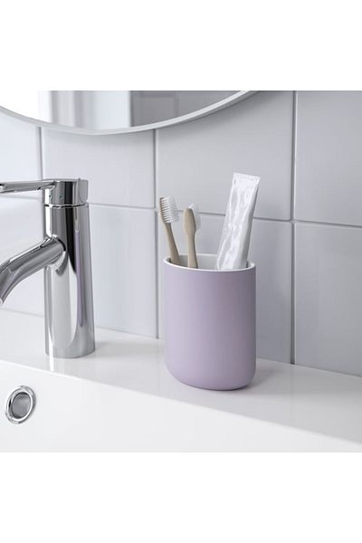 IKEA EKOLN Toothbrush Holder – Lilac, Durable Stoneware, Stylish & Hygienic Organizer for Bathroom