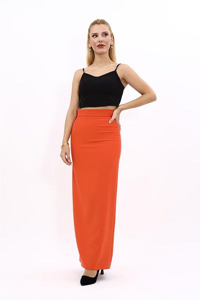 ÖNDER ÖZSOY Orange Long Straight Tight Skirt