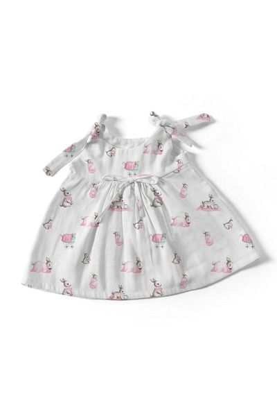 DEUX LAPINS 100% Cotton Muslin Baby Dress