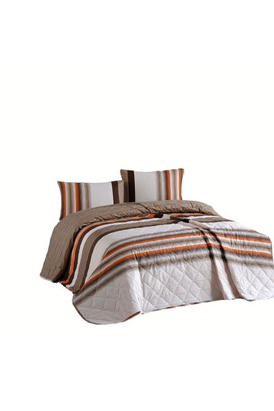 Bahar Majoli Home Quilted bedspread set 220x235 cm, Majoli Bahar Home Collection, 100% cotton, 90 GSM, 3 pieces, Lines