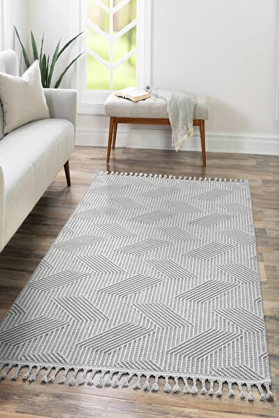 SARAZ HALI Mumbai 434 Gri Yumuşak Dokulu Halı Kilim Salon Mutfak Koridor  Yol...