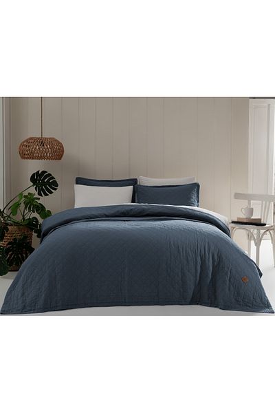 Bahar Majoli Home Premium Quilted Bedspread Set Majoli Bahar, 240x220 cm, 100% cotton, 30 GSM, 3 pieces, Manu Storm