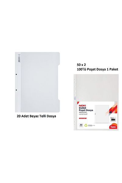 KarmaOfis White Ring Binder Set 3 (20 White Ring Binders + 100 Bag Binders)