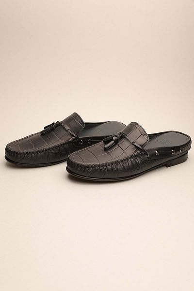 Gondol Papuci clasici pentru bărbați din piele naturală Black Croco 42 ttx.310