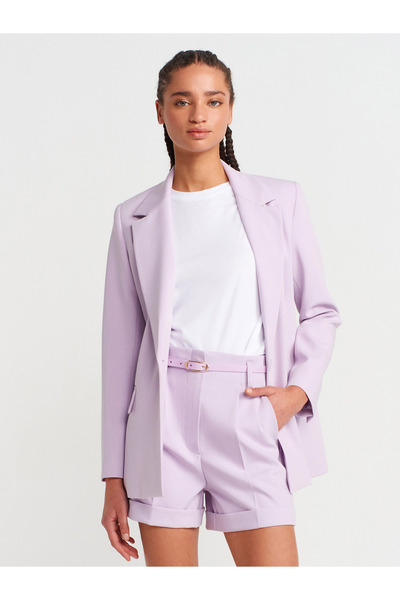 Dilvin 71645 Kemerli Yüksek Bel Şort-Lila