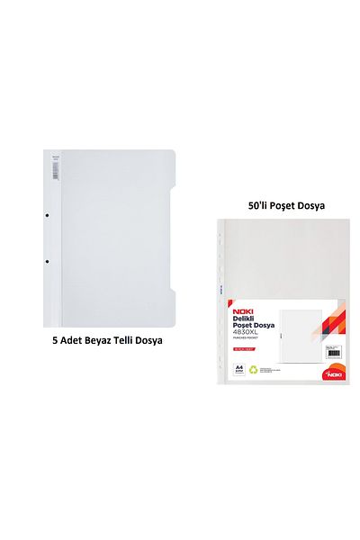 KarmaOfis White Ring Binder Set 1 (5 White Ring Binders + 50 Bag Binders)