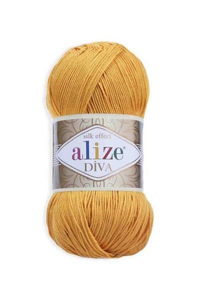 Alize Diva Mercerized Thin Thread Summer Bikini Bustier Μπλούζα Πλεκτό Σχοινί Πλεκτό Crop Models 488 Safran-zerdaçal