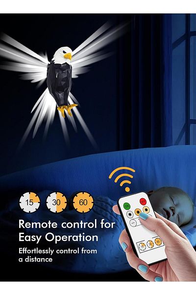 AWH Bald Eagle Wall Light with Remote, Magnetic LED, Battery Operated & USB Charging Eagle Lamp