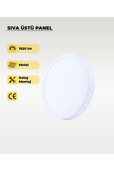 AC AYDINLATMA 18w Surface Mounted Round Led Panel White Light