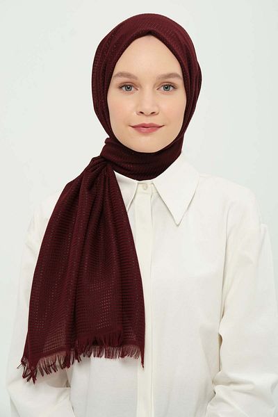 Madame Polo شال بيتونيا أحمر كلاريت، شال يومي رقيق مقاوم للتجاعيد والعرق، مقاس 75 × 180 سم