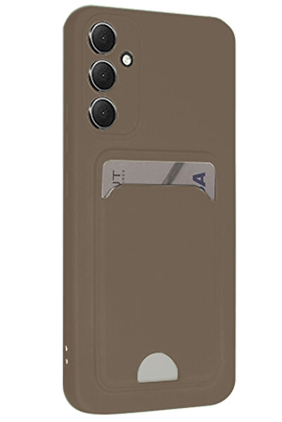 NewFace حافظة سامسونج جالاكسي S24 FE من السيليكون مع بطاقة عمل كلفن - بني DRSTR