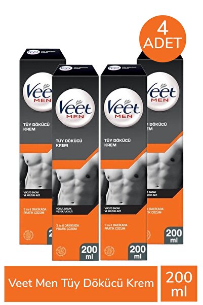 Veet Men Tüy Dökücü Krem 200 ml 4 Adet
