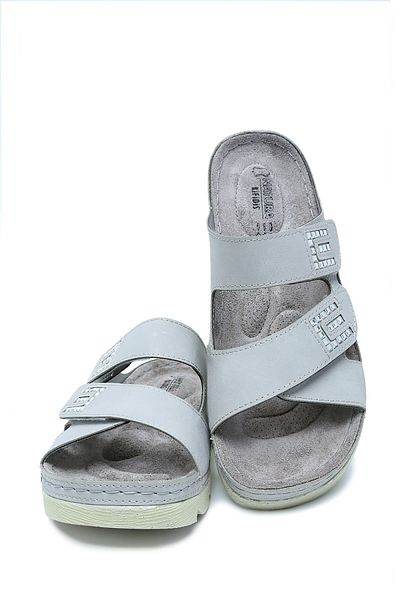 Kifidis Sib220511 Kifidis-Natura Women's Stoned Anatomical Leather Slippers 36-41 Gray/Grey