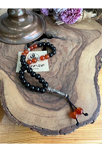 parze doğaltaş Mărgele de rugăciune din agat negru și portocaliu 6 mm