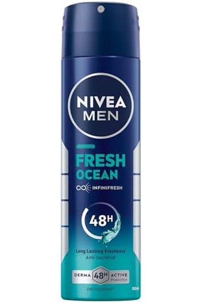NIVEA MEN Deodorant Spray for Men, Fresh Ocean Aqua Scent, 150ml