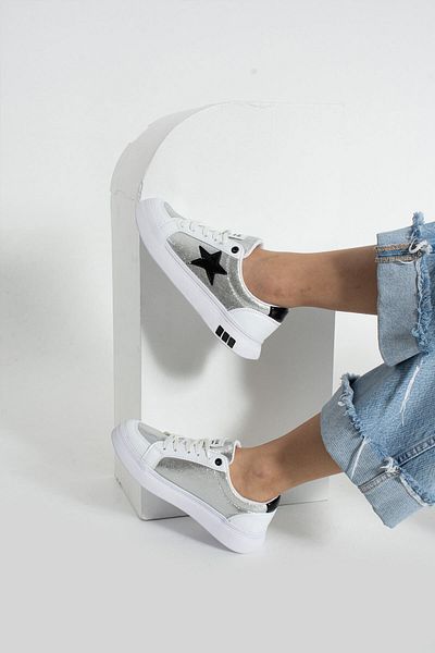 Getcho Pantofi sport casual alb negru Nesan pentru femei