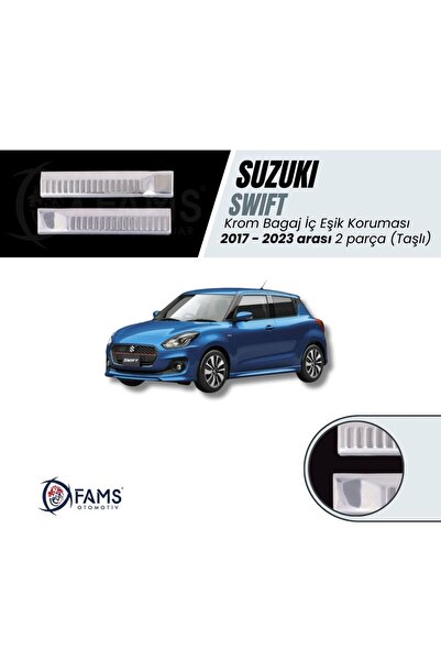 Leonacs Fams Otomotiv Suzuki Swift 2017-2023 Krom Bagaj Iç Eşik Koruma (TAŞLI) 2 Parça Paslanmaz Çelik