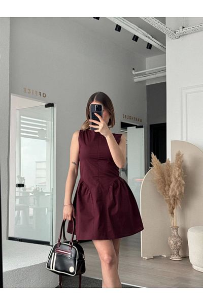 KAZAK Zipper Detailed Mini Dress - Brown