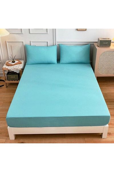 Mislina Home Roza Double Elastic Combed Cotton Bed Sheet Mint Green