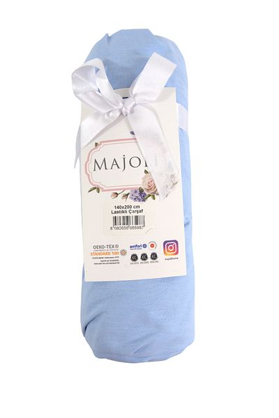 Bahar Majoli Home Cearceaf de pat, Colectia Majoli Bahar Home, 100% bumbac Ranforce 144TC, 90x200+30 cm, Albastru deschis