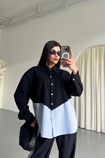 trend_ermege Polyvi̇skon - Poplin Piece Shirt Pants Suit - Black