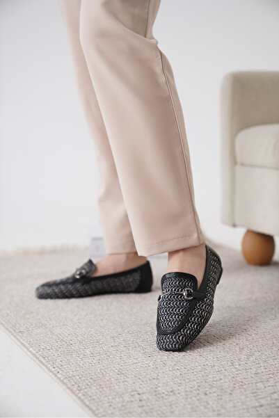 Cananın Pabuçları INT 19-73 Металева пряжка Солом'яні мокасини