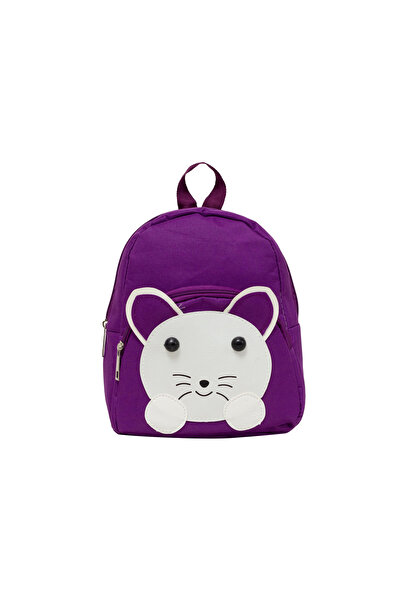 KAFF Purple Cat Patterned 1-4 Years Old 2 Compartment Children's Mini Nursery Bag