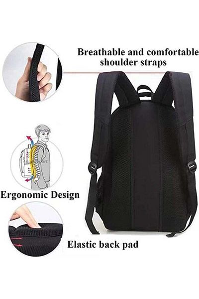 fulina Backpack With Usb Charging Port, Black Design Resists Stains, Holds Up To 15.6' Laptop