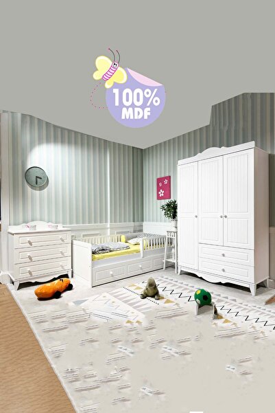 Coala Lena Çocuk Odası Takımı 3 Kapaklı Beyaz