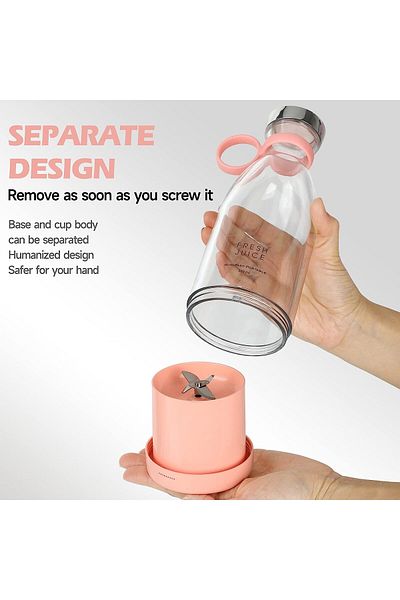 STARCREST Mini Blender Portabil STARCREST SB-214BPK, Incarcare Wireless, 350ml, 4 Lame 3D, 20.000 rpm, Roz
