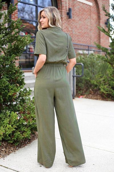 Toridas Linen Design Casual Jumpsuit