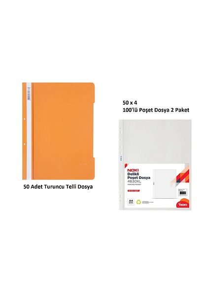 KarmaOfis Orange Wire Binder Set 4 (50 Orange Wire Binders + 200 Bag Binders)