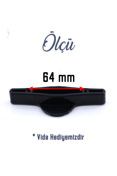Badem10 Oslo Black Handle 64 mm Drawer Kitchen Living Room Furniture Cabinet Cupboard Handle Handle Plastic Handle 10 Pcs